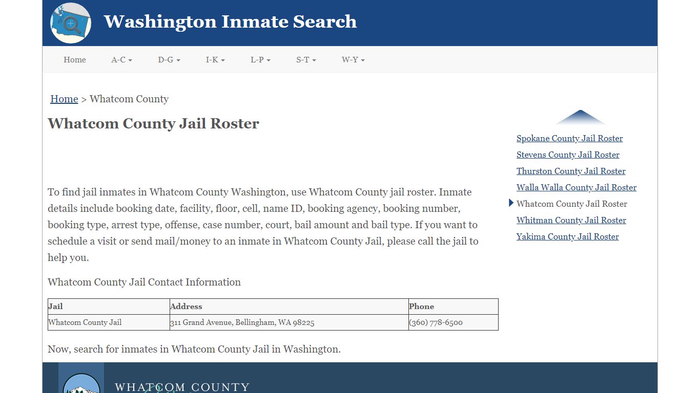 Whatcom County Jail Roster - Washington Inmate Search