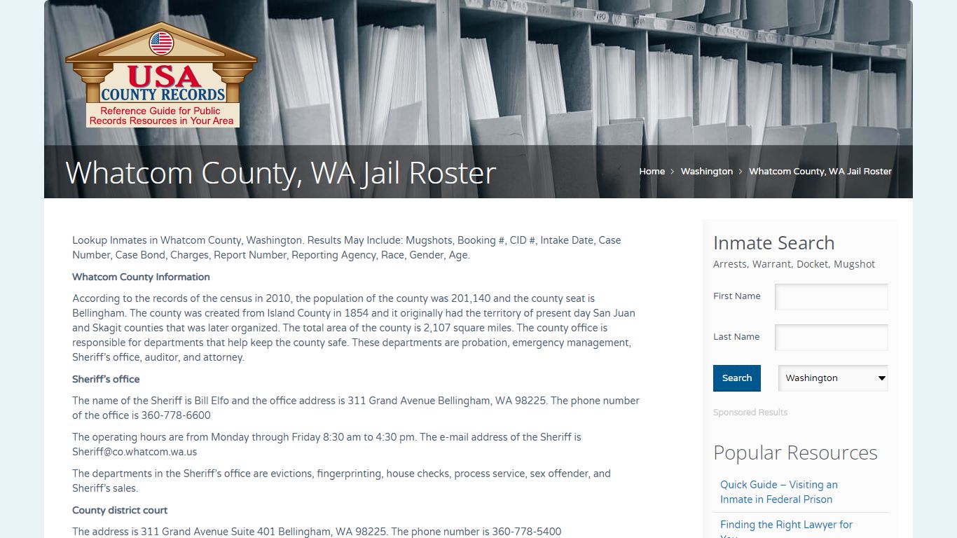 Whatcom County, WA Jail Roster | Name Search